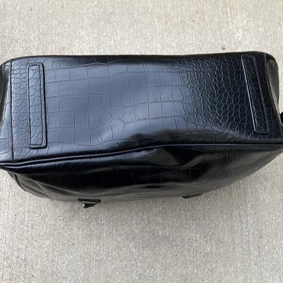 Nine West Black Faux Leather Satchel Handbag Purse 14x10x5 - Picture 13 of 15